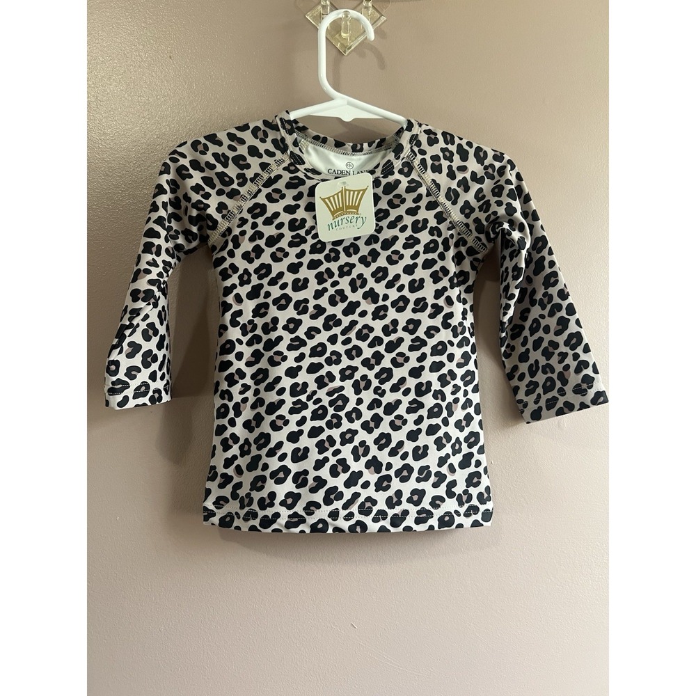 NWT Caden Lane Girls Infant Leopard Print Long Sleeve Rashguard Size 18-24 Month